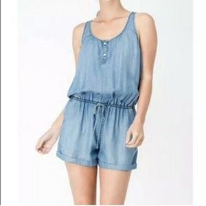 Sneak Peek Women's M Chambray Tie Waist Sleeveless Romper